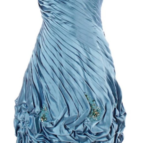 Tony Bowls Blue Satin and Sequin Cocktail Dress - Picture 4 of 9